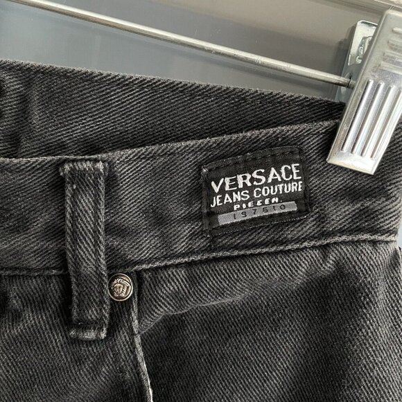 Vintage Versace Jeans Couture Black Jeans High Waisted Straight Leg 29/46 - Picture 6 of 12